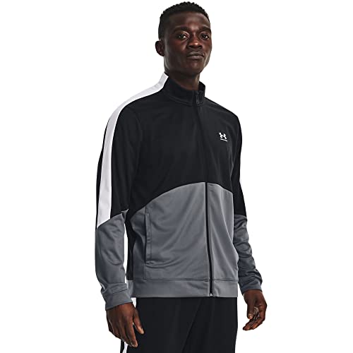 Under Armour Men's Tricot Fashion Jacket, (001) Black/Pitch Gray